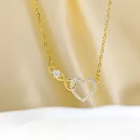 Подвеска Сердечко и бесконечность с кристаллами на цепочке