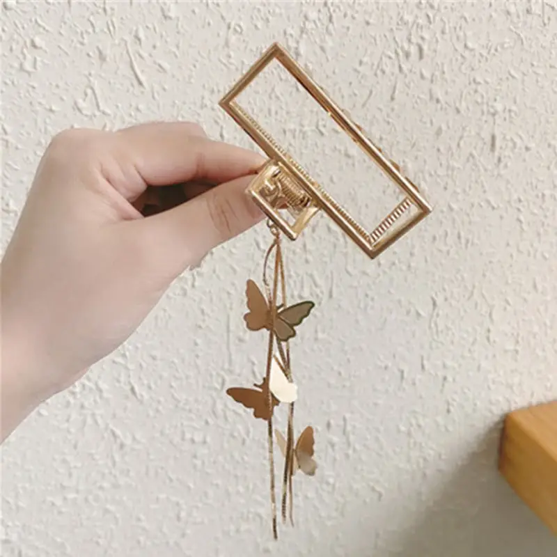 Крабик для волос золотой с бабочками