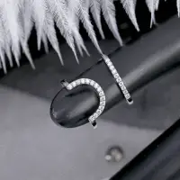 Кольцо на фалангу с кристаллами серебристое