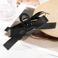 Крабик для волос с атласным бантом черный 18 см