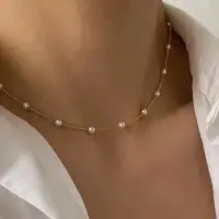Цепочка с жемчужинами золотистая