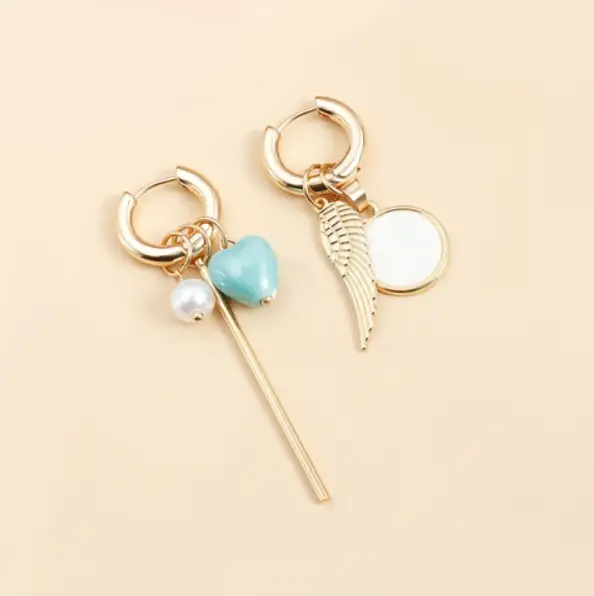 Серьги конго трансформеры с подвесами золотистые