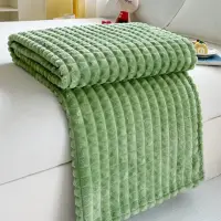 Плед велсофт зелёный в кубик 150х100 см