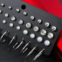 Набор серёжек пусеты серебристые 20 пар