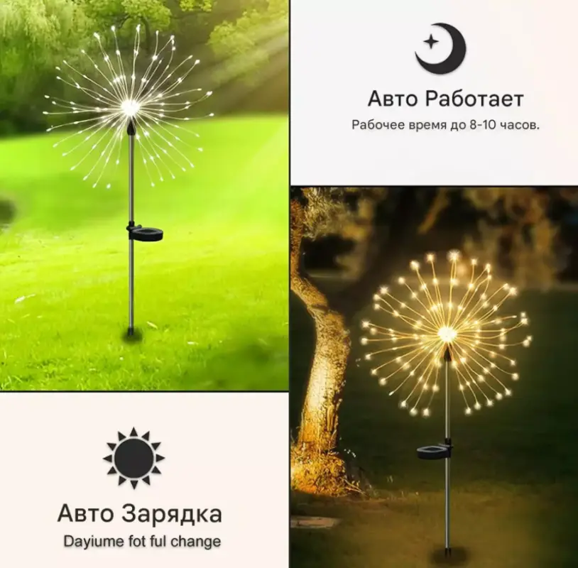 Фонарь уличный Фейерверк на солнечной батарее 2 штуки