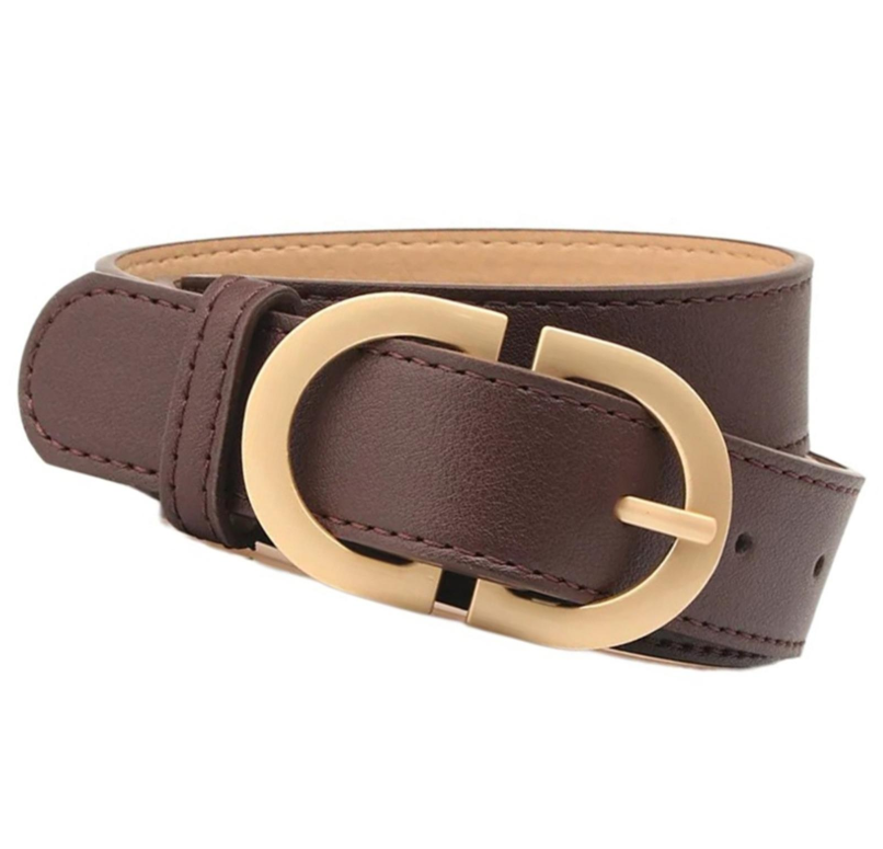 Ремень женский коричневый с золотой пряжкой 95 см Ремень женский коричневый с золотой пряжкой 95 см