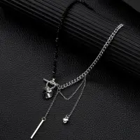 Чокер на шею с подвесками из бисера и цепочки