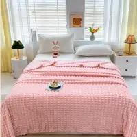Плед велсофт розовый в кубик 150х100 см