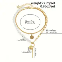 Колье на шею с жемчугом и застежкой многослойное золотистое