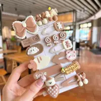 Заколки для волос детские набор коричневые 14 штук