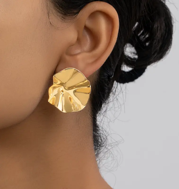 Серьги гвоздики круглые мятые