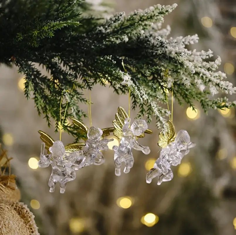 Елочные украшения Ангелочки с золотом 7 см 4 штуки Елочные украшения Ангелочки с золотом 7 см 4 штуки