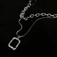 Колье на шею многослойное с подвеской серебристое