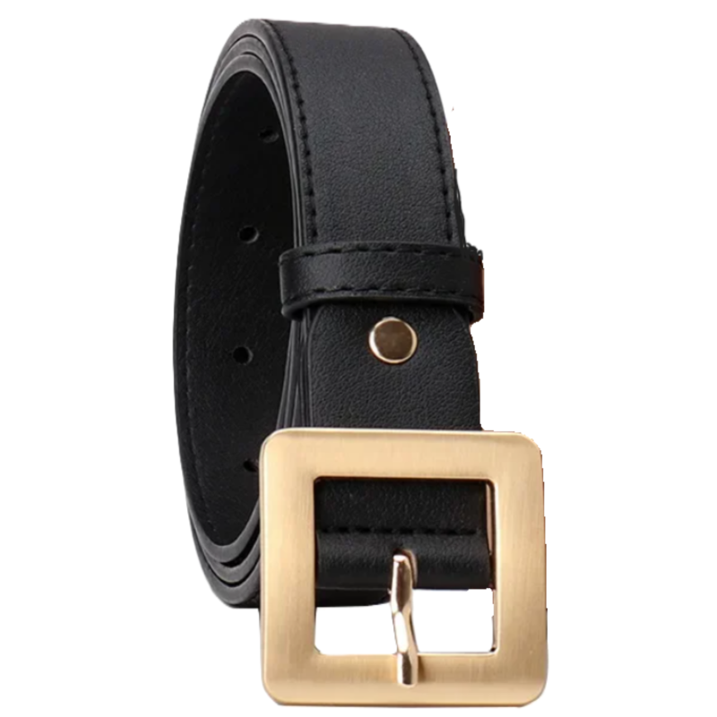 Ремень с золотой пряжкой квадратной женский 115 см
