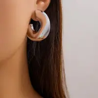 Серьги массивные Полукольца серебристые