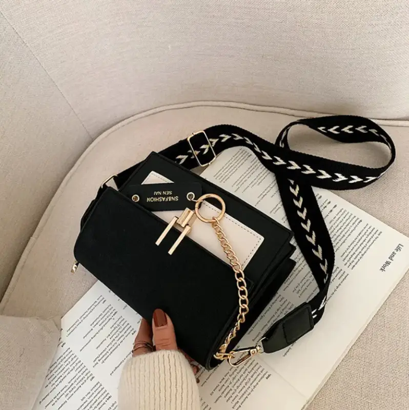 Сумка кросс-боди тканевый ремень экокожа черно-белая Сумка кросс-боди тканевый ремень экокожа черно-белая