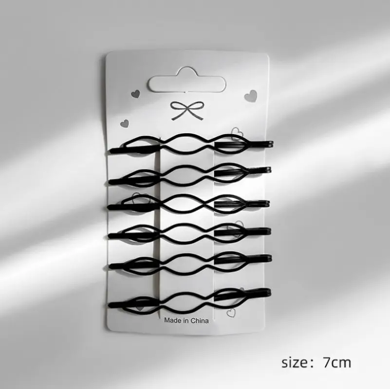 Набор заколок для волос черные 6 штук