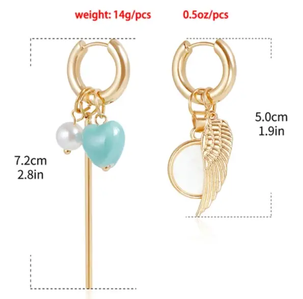 Серьги конго трансформеры с подвесами золотистые