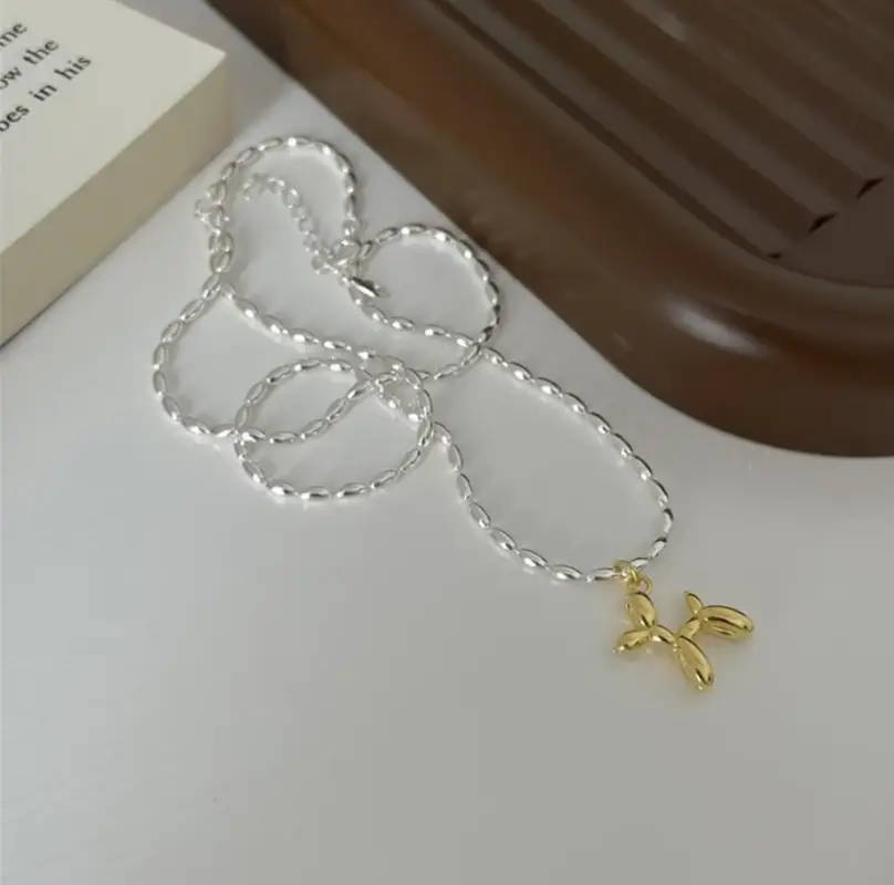 Подвеска Собачка-шарик на цепочке двухцветная