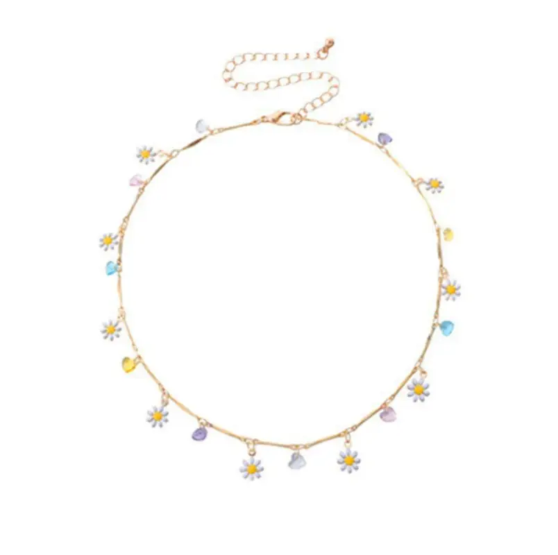 Чокер на шею с цветами с кристаллами