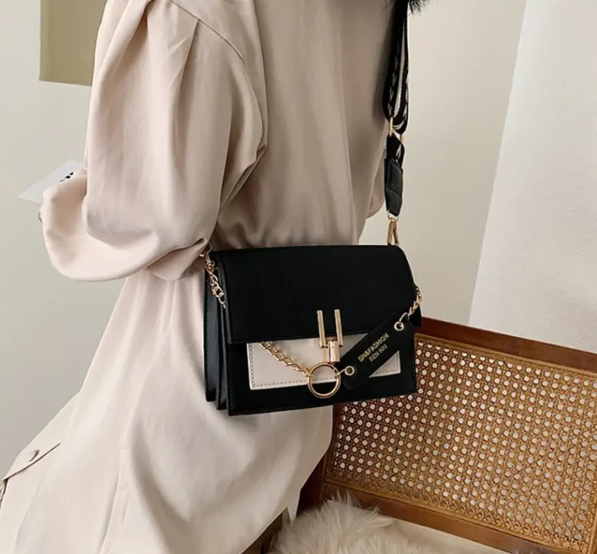 Сумка кросс-боди тканевый ремень экокожа черно-белая Сумка кросс-боди тканевый ремень экокожа черно-белая