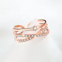 Кольцо двойное с кристаллами розовое золото