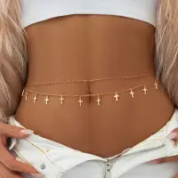 Цепочка с Крестами двойная на талию золотистая 80 см