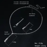 Набор колье на шею и серьги с кристаллами серебристое