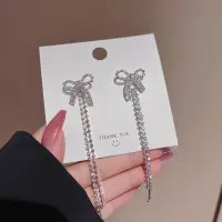 Серьги-гвоздики Бантики с кристаллами трансформеры блестящие