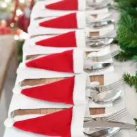 Конверты шапочки для столовых приборов Новый год 10 штук