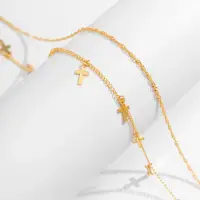Цепочка с Крестами двойная на талию золотистая 80 см