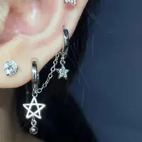 Серьга конго Звезды с кристаллами на два прокола