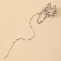 Кафф на ухо без прокола с жемчужинами и цепочкой