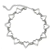 Чокер на шею сердечки серебристое