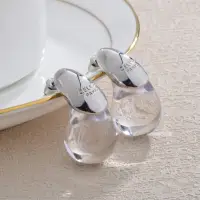 Серьги пусеты Капли прозрачные серебристые