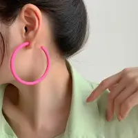 Серьги кольца Крупные розовые неоновые