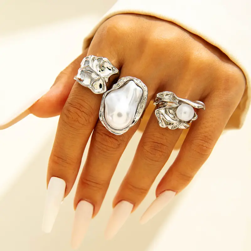 Набор колец Мечты с жемчугом 3 штуки