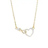 Подвеска Сердечко и бесконечность с кристаллами на цепочке