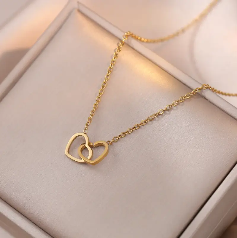 Подвеска двойное Сердце золотистая Подвеска двойное Сердце золотистая