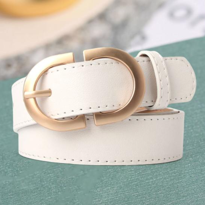 Ремень белый с золотой пряжкой 95 см