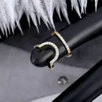 Кольцо на фалангу с кристаллами золотистое