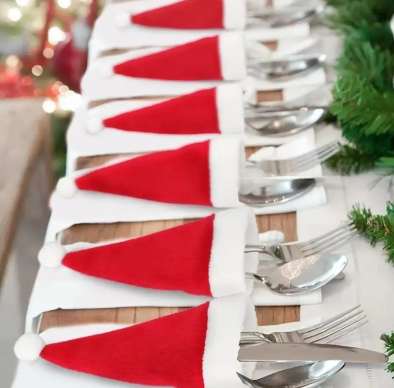 Конверты шапочки для столовых приборов Новый год 10 штук