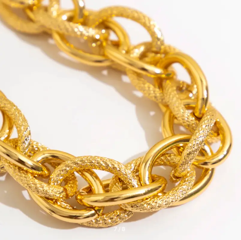 Браслет широкий Цепь золотистый