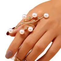 Кольцо массивное с жемчугом регулируемое