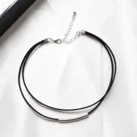 Чокер двойной на шею с металлической вставкой шнурок