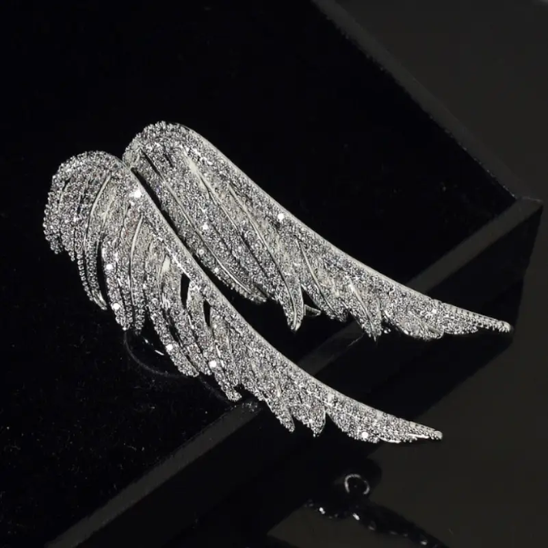 Брошь Крылья Ангела со стразами 5 см