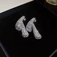 Серьги капли двойные с кристаллами светлые