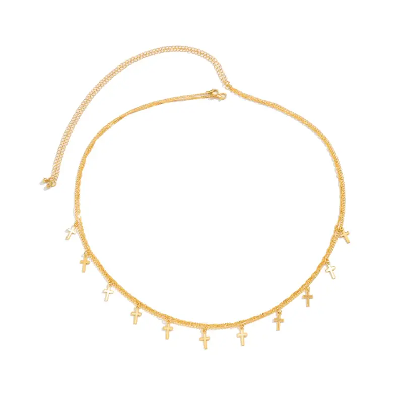 Цепочка с Крестами двойная на талию золотистая 80 см