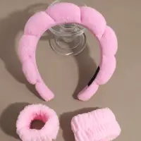 Набор для умывания с ободком розовый 6 предметов