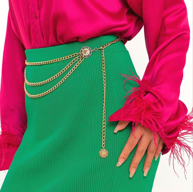 Цепочка золотая на тело, пояс 90 см